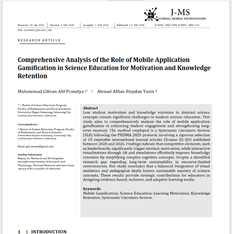 Comprehensive Analysis of the Role of Mobile Application Gamification in Science Education for Motivation and Knowledge Retention