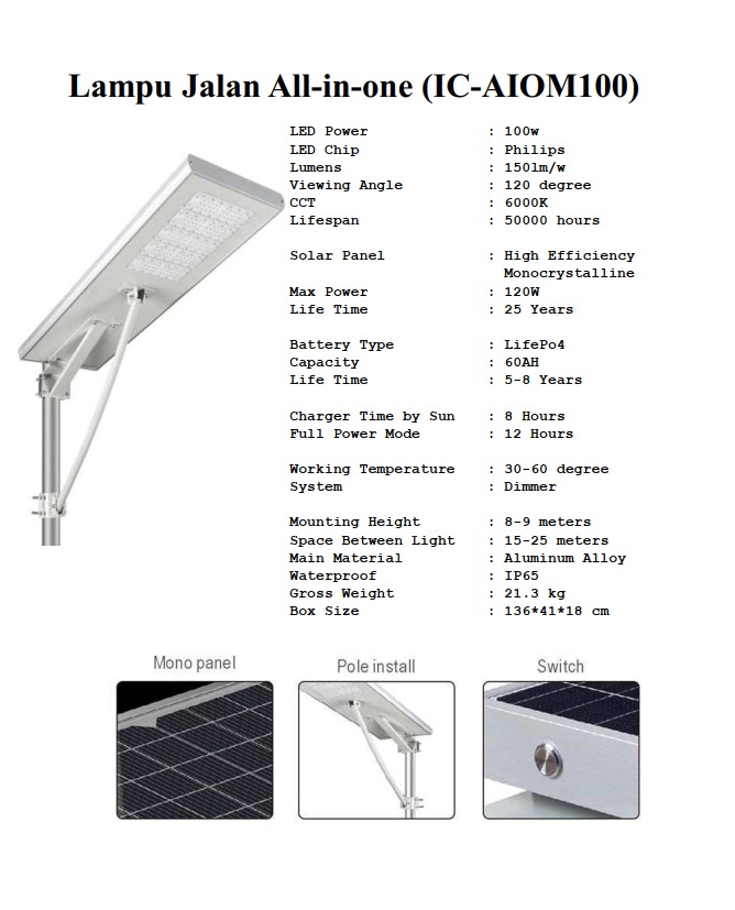 Lampu PJU AIO 80W TKDN